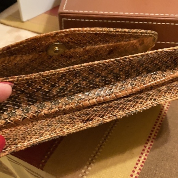 Snakeskin convertible clutch and matching wallet